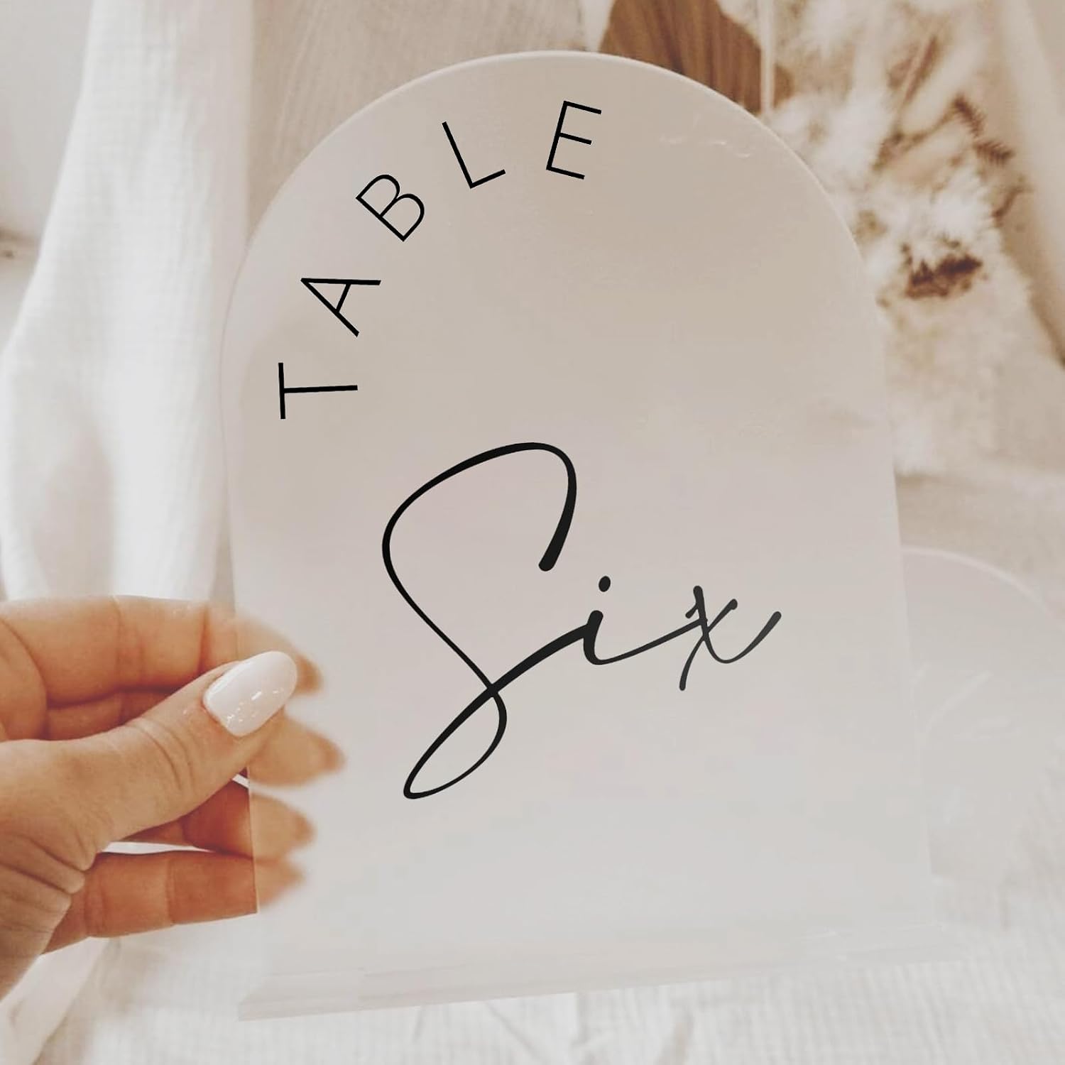 Frosted Arch Wedding Table Numbers 1-30 with Stands, 5x7 Inch Frosted Arch Acrylic Sign with Black Letters, Arched