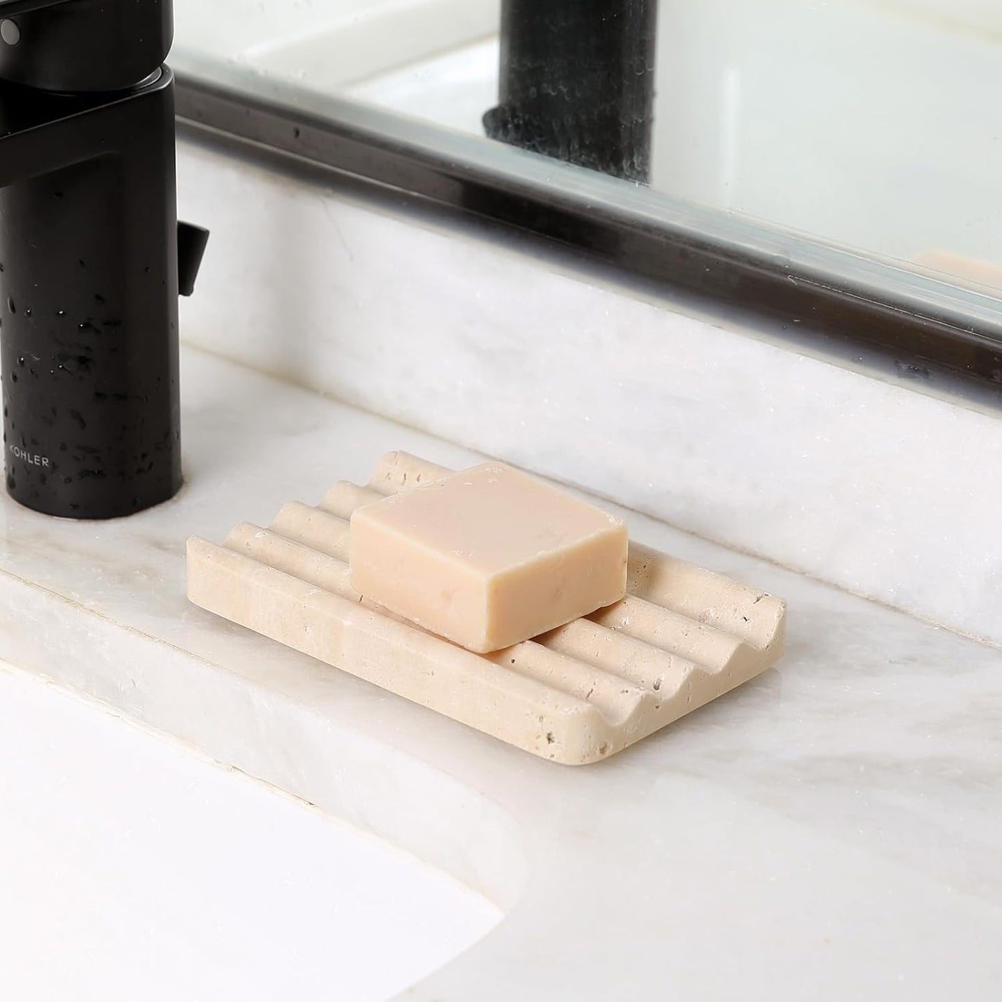 Travertine Bar Soap Holder Shower / Travertino Romano / Beige