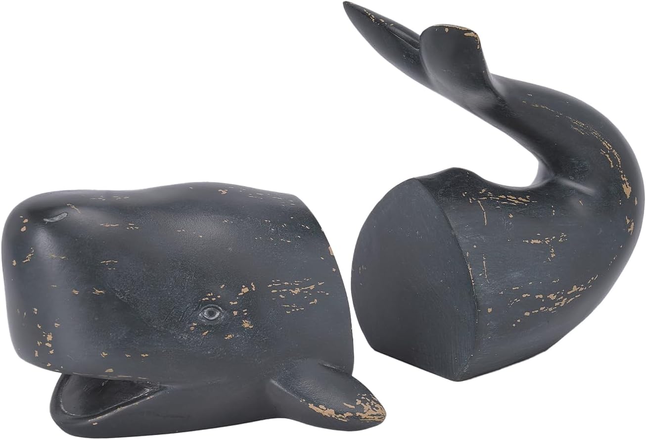 Whale Decorative Bookends Book Stopper / Distressed Finish