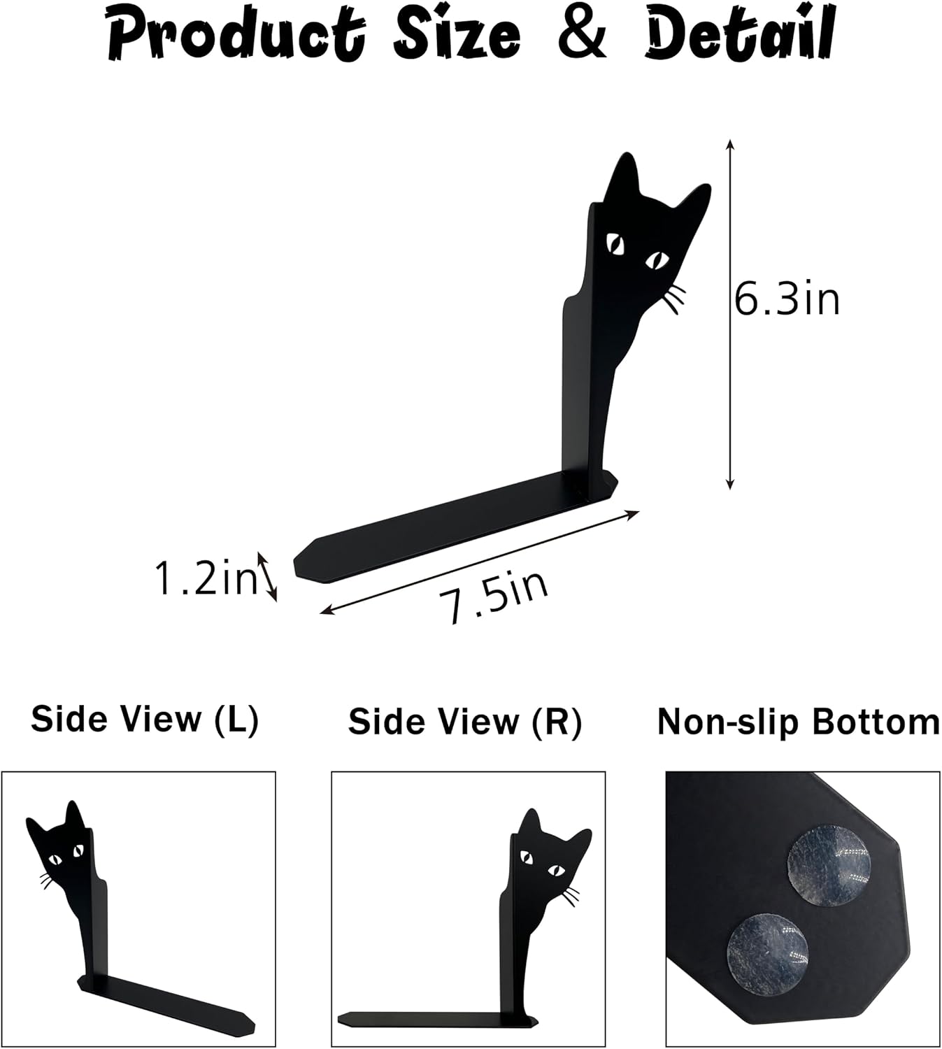 Peeping Cat Metal Bookends Cat Book Ends