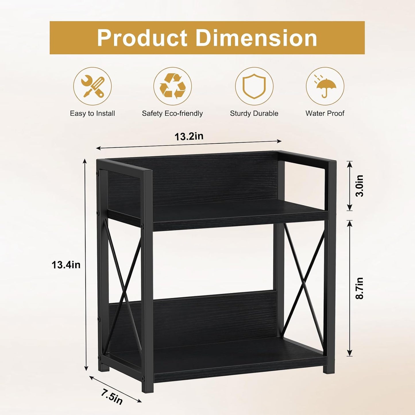Giikin Countertop Organizer, 2 Tier Coffee Station Organizer for Desktop, Wood Counter Shelf Spice Rack for Kitchen