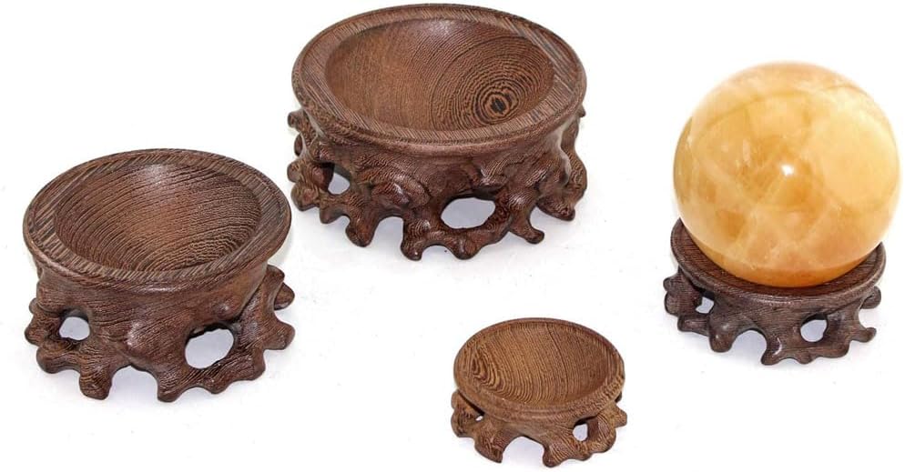 Oriental Asian Rosewood Crystal Decorative Ball Display Stand Pedestal Stands / B019 / Large
