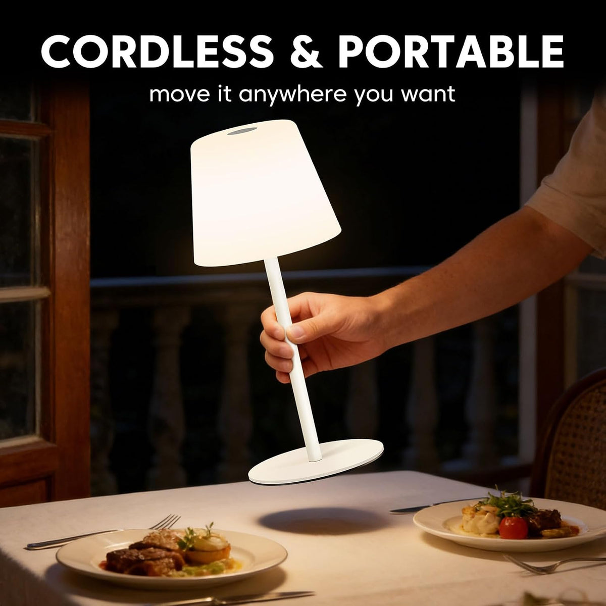 IP65 Shower Lamp Waterproof,Cordless Rechargeable Table Lamp Indoor Outdoor | Bathroom Lamp,4000mAh Battery Operated，3