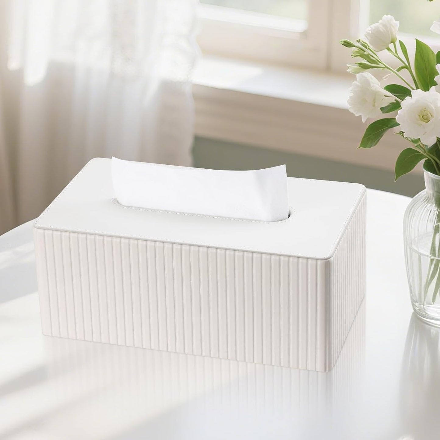 Napkin & Facial Tissue Holder / Off-white Stripe