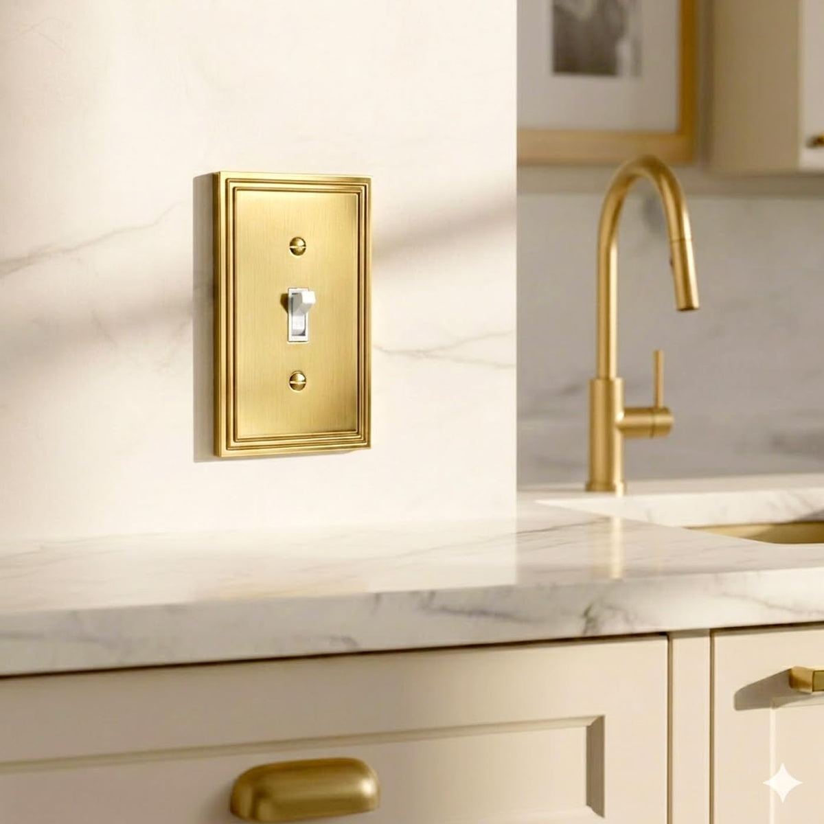 Rio Salto Gold Light Switch Cover Plate Toggle Flip Switch Decorative Wall Plate Brushed Brass Gold Metal Modern Wall
