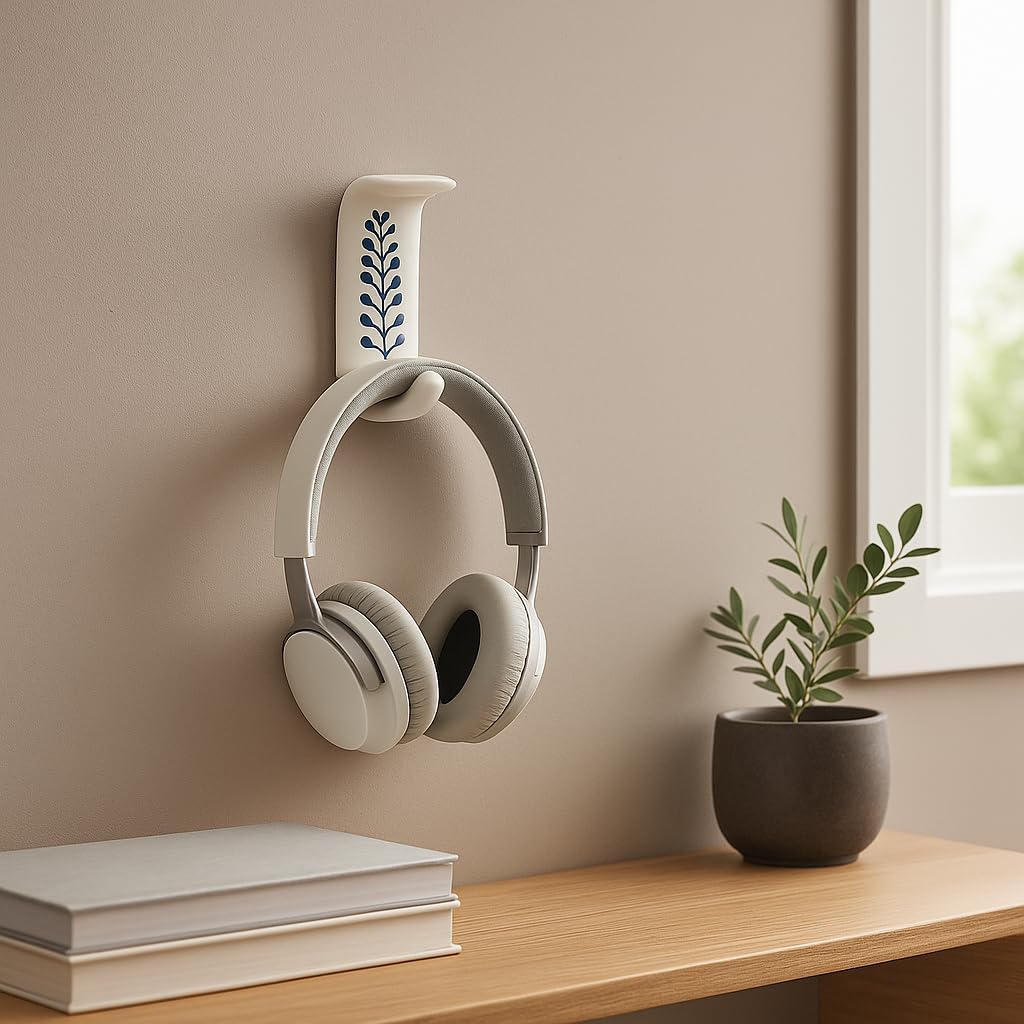 Boho Ceramic Adhesive Wall Hooks / White & Blue Style 4