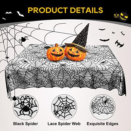 eZAKKA Black Lace Halloween Tablecloth - 60x104 Inch Rectangle Spider Web