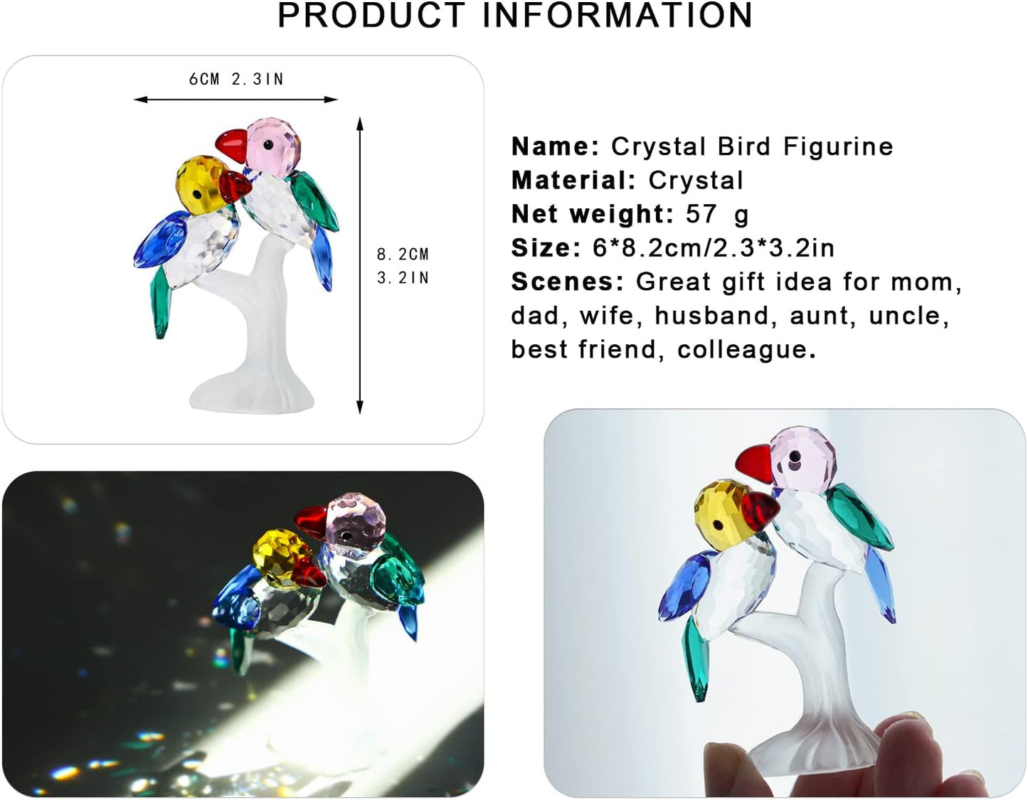 Crystal Birds Figurines Collectibles Art Glass Animal Figurine Craft Ornament Home Table / Bird 2*