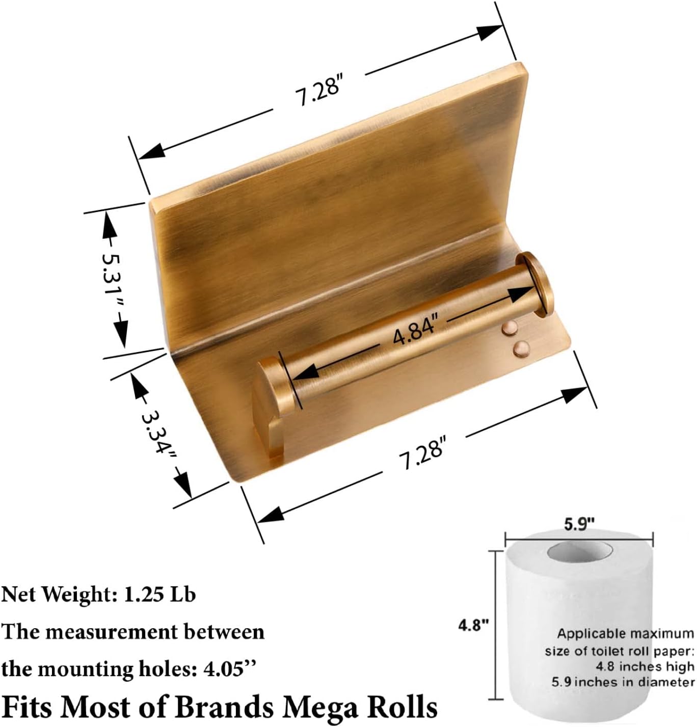 Toilet Paper Holder with Shelf, Aluminum Tissue Roll Dispenser with Mobile Phone Storage Shelf for Bathroom, 3M Self