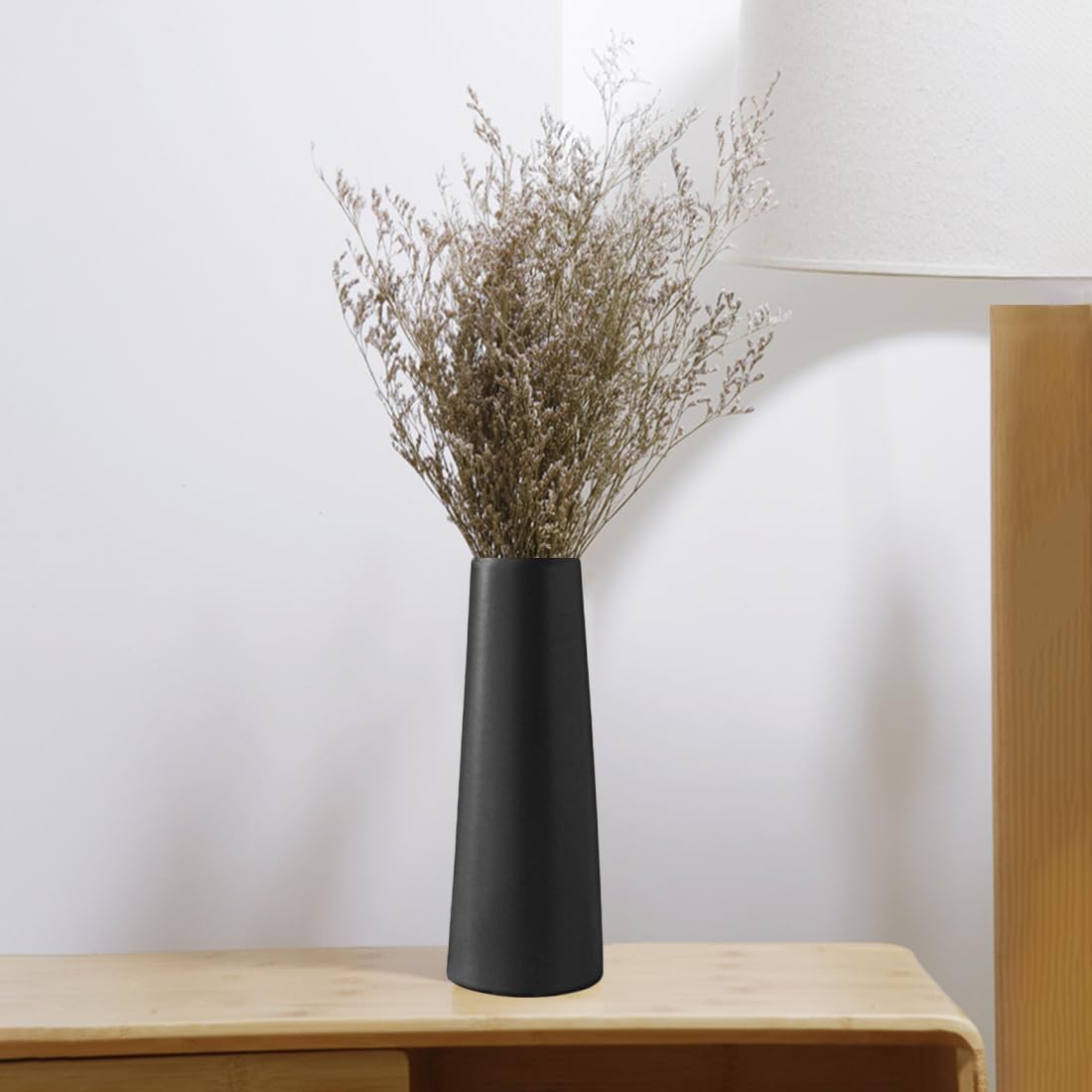 Ceramic Vase / Modern Rustic Table Vase for Pampas Grass / Large: 10 Inches / Black / 10 Inch