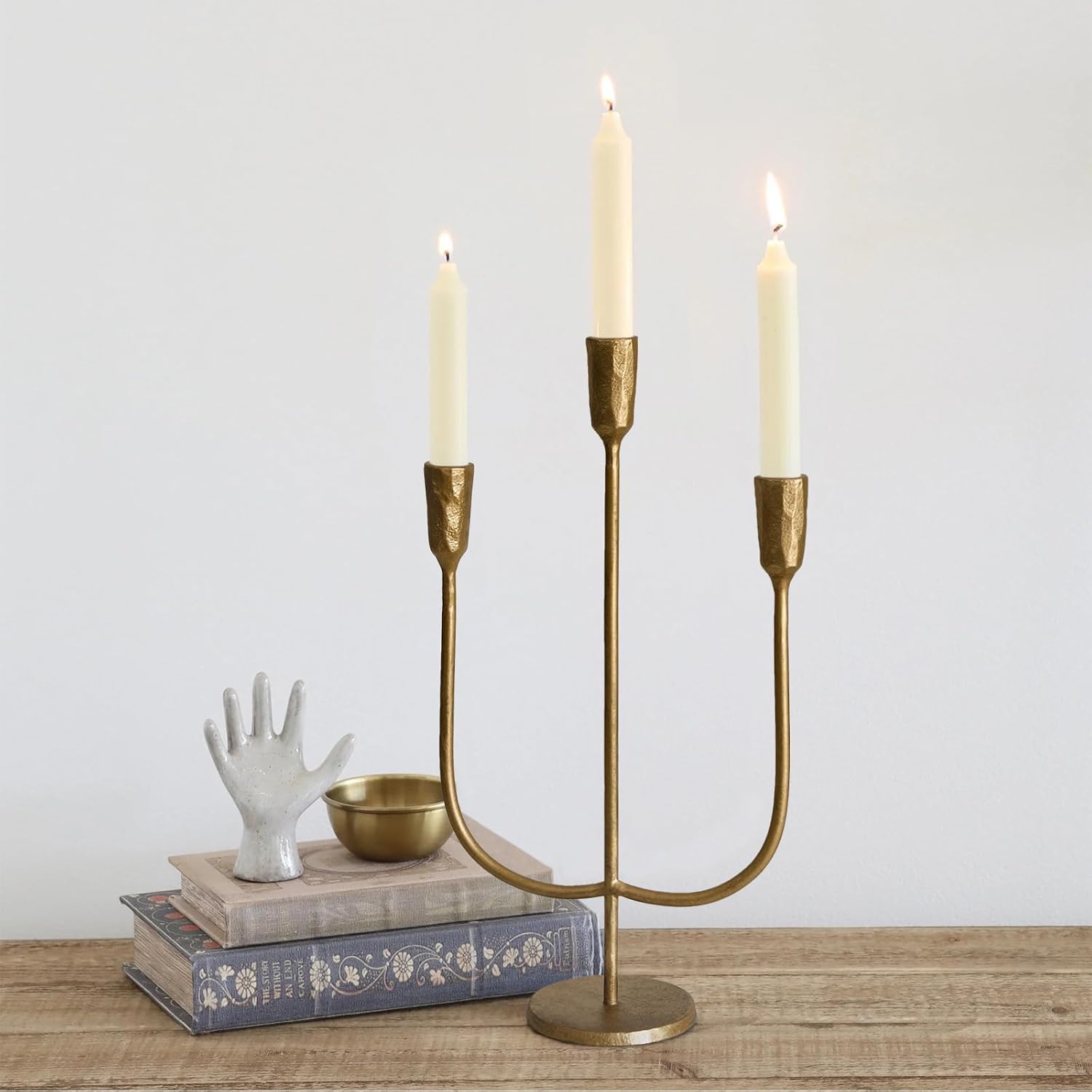 3-Candle Cast Iron Metal Candelabra Candlestick Holders 15 inch Tall Candle Holder Wedding Event Candelabra Candle