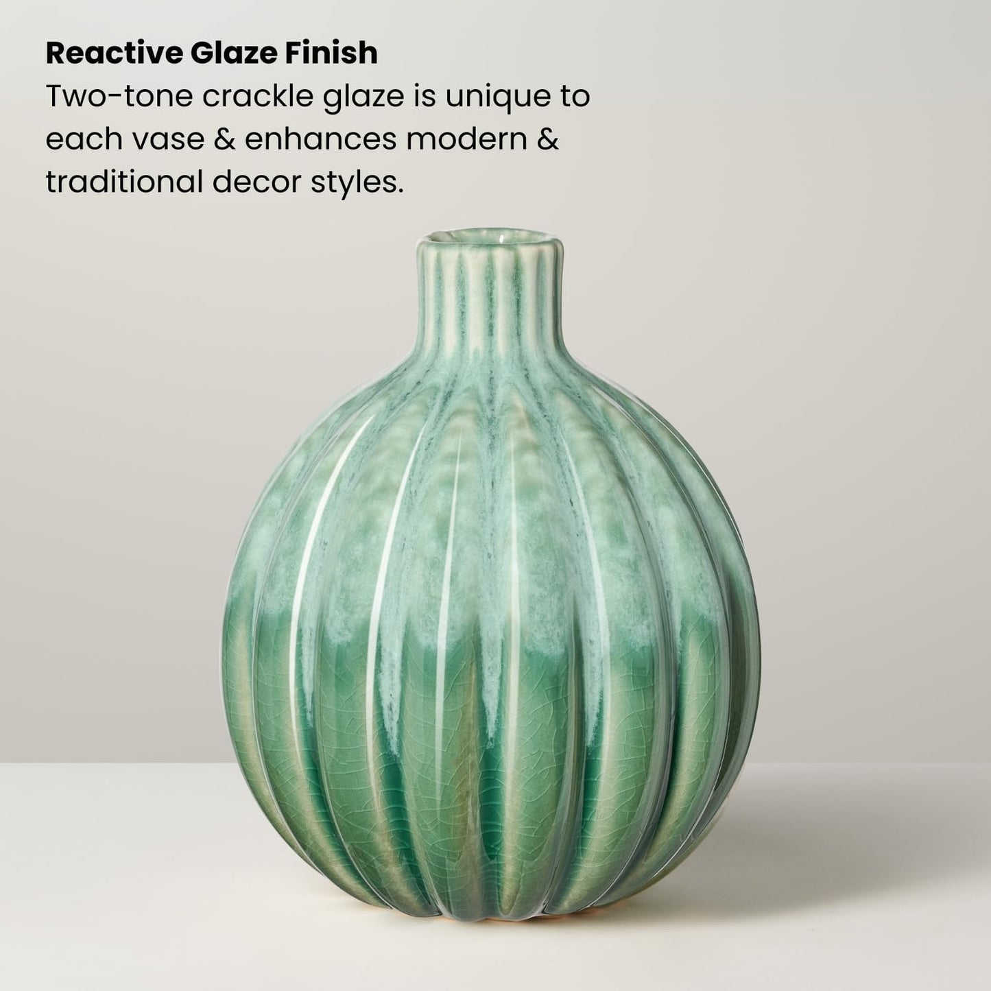 5" Reactive Glaze Ceramic Green Bud Vase / Reactive Green Glaze / 5-inch