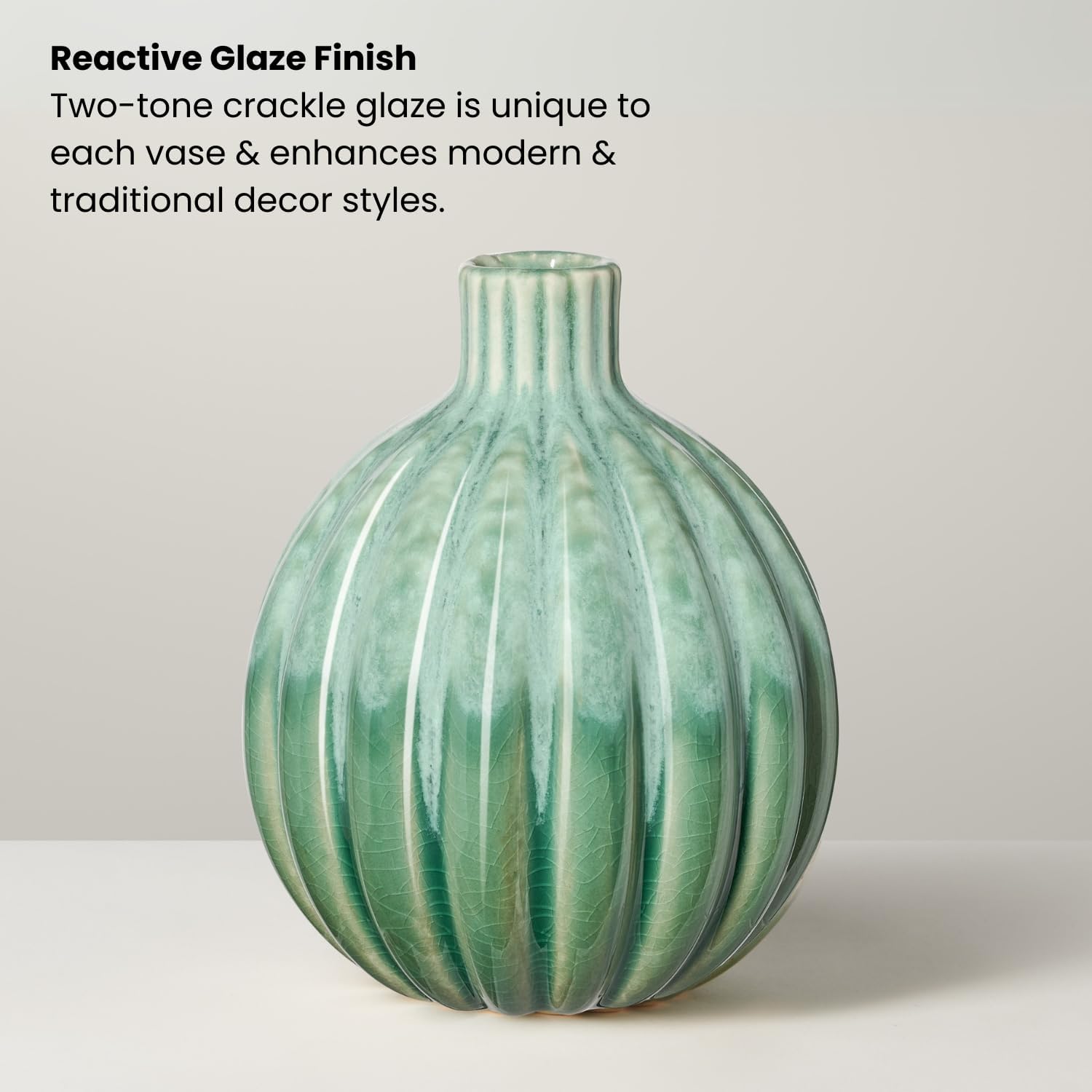 5" Reactive Glaze Ceramic Green Bud Vase / Reactive Green Glaze / 5-inch