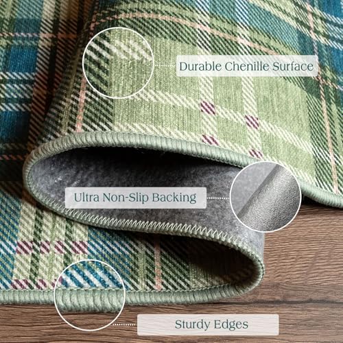 Plaid Outdoor Rug - 28"x43" Front Door Mat Indoor Outside Entrance
