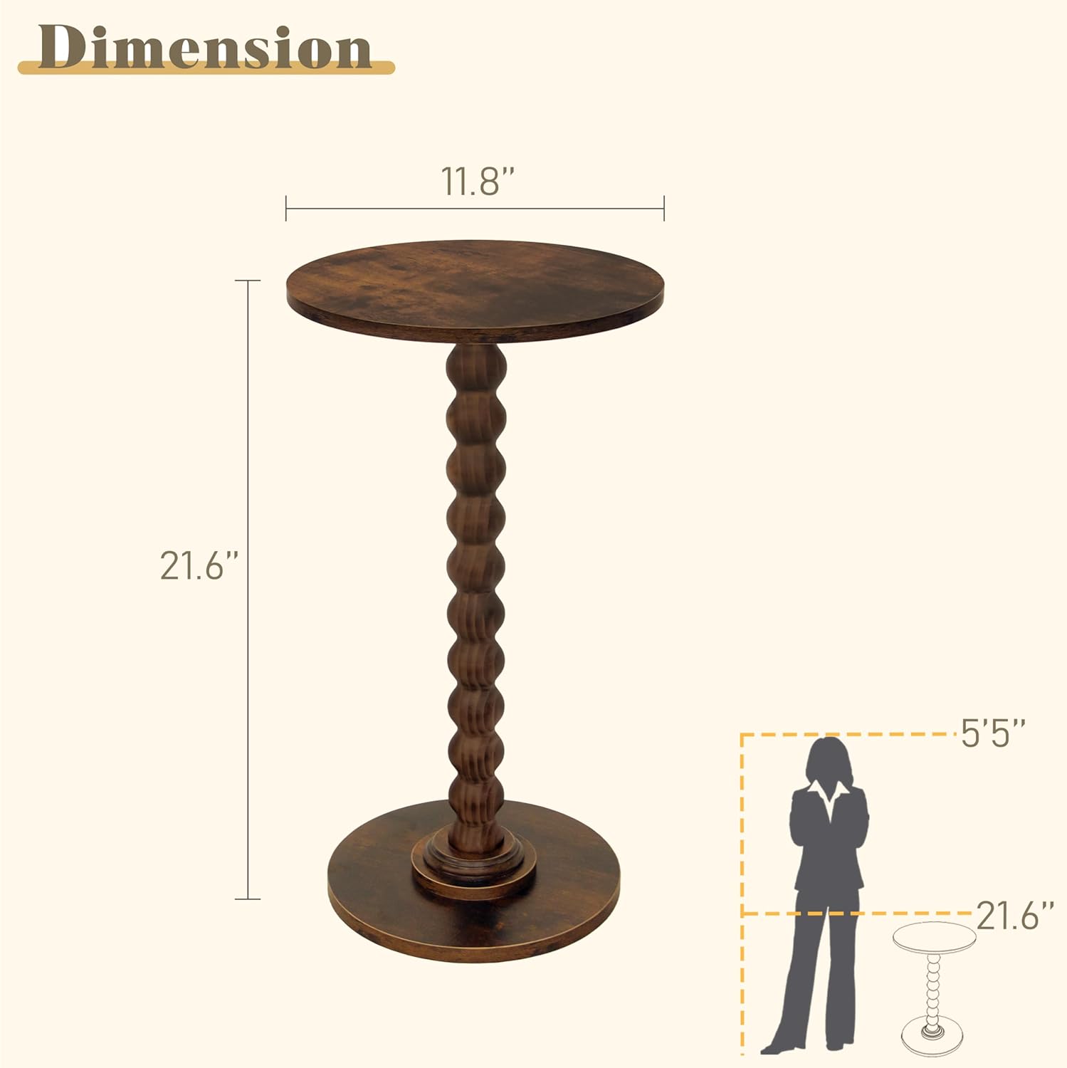 Modern Accent Nightstand / Rustic Brown