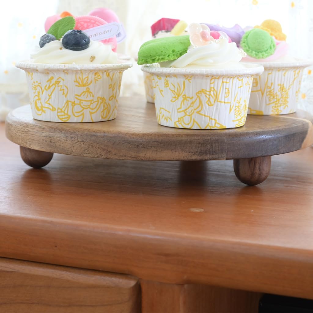 Small Round Acacia Wood Pedestal Stand Decorative Farmhouse Wood Riser for Display Wooden Stand Soap