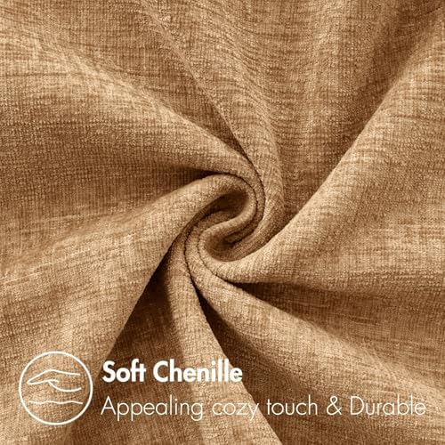 MIULEE Chenille Fall Throw Pillow Covers Apricot Brown 18x18 Pack of 2