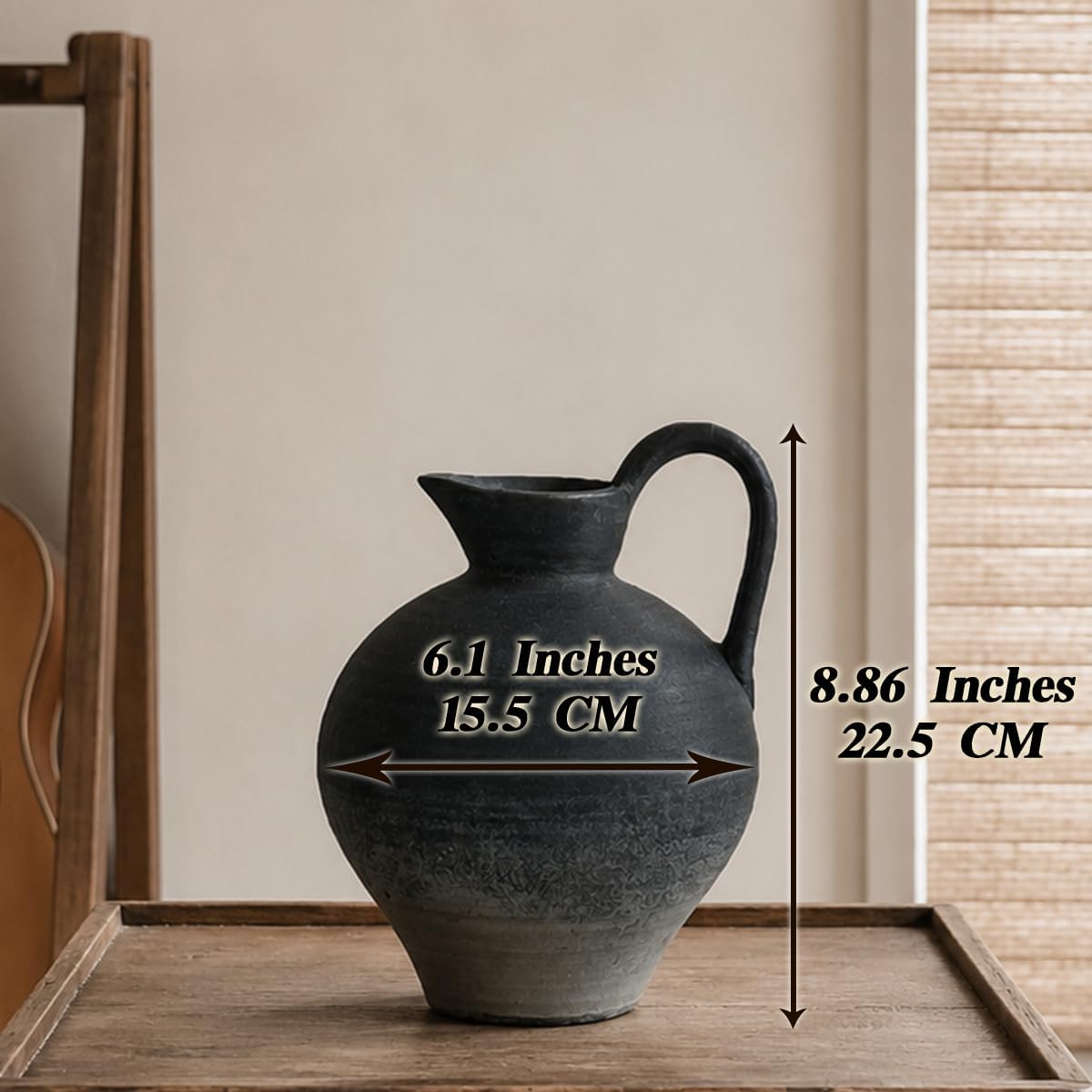 Rustic Home Decor Ceramic Rustic Vase / Black / Shape 1 / 8.86 Inch