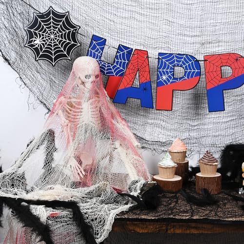 6 Pack Halloween Creepy Cloth 30x72 Inch - 2 Black 2 White 2 Red
