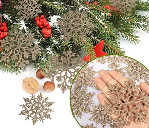 kockuu Glitter Snowflake Ornaments for Christmas Tree Decorations