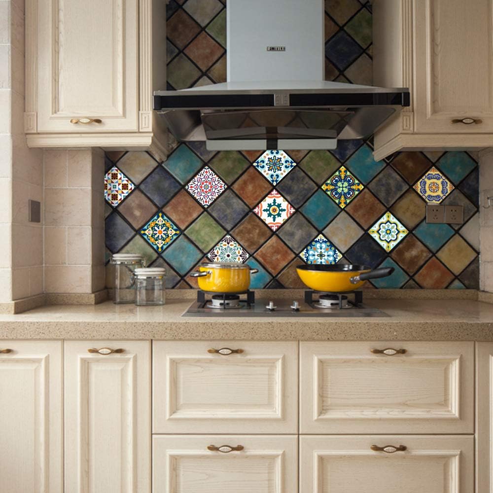 Moroccan Style Tile Sticker / 4 x 4 / Set of 25