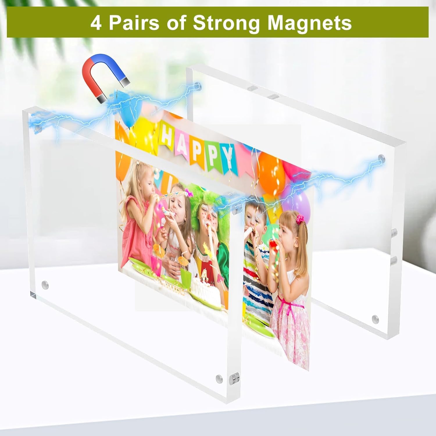 20 Pack 4x6 Acrylic Frames, 20mm Double Sided Tabletop Display | Magnetic Picture Frames 20% Thicker Block Clear