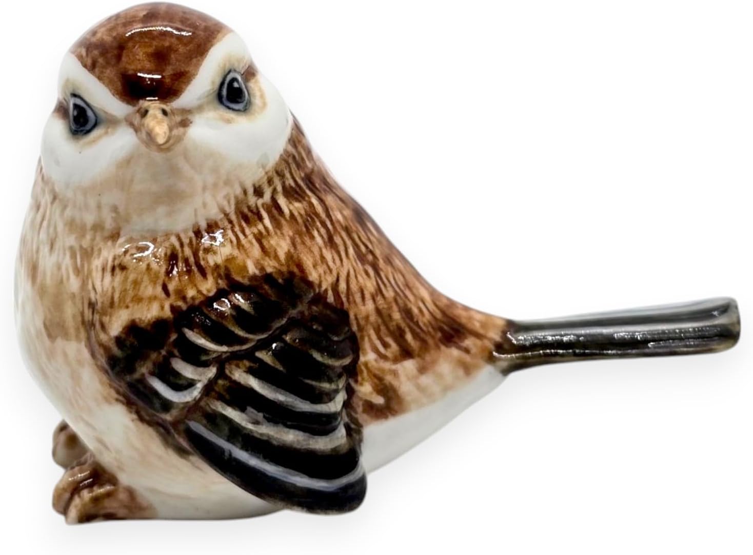 Tiny 2¾" Sitting Look Left Eurasian Sparrow Bird Figurine / Sparrow 2 Sit Look Left / Brown