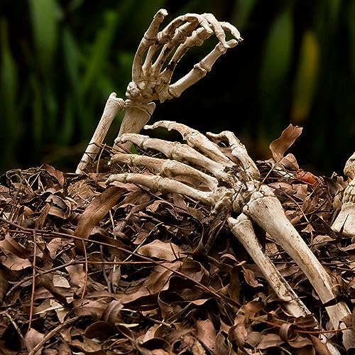 Halloween Skeleton Stakes Decorations, Creepy Hands Arms with Lawn Stakes, Realistic Skeleton Bones for Outdoor Party Yard Lawn Garden Graveyard Haunted House Decor