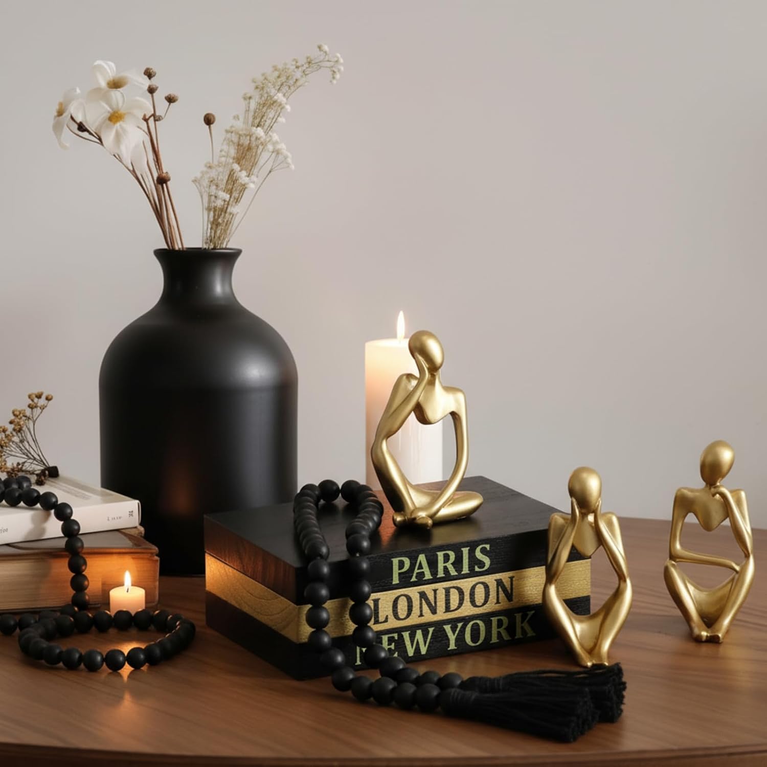 Faux Books for Decoration / Black Gold / Set of 3
