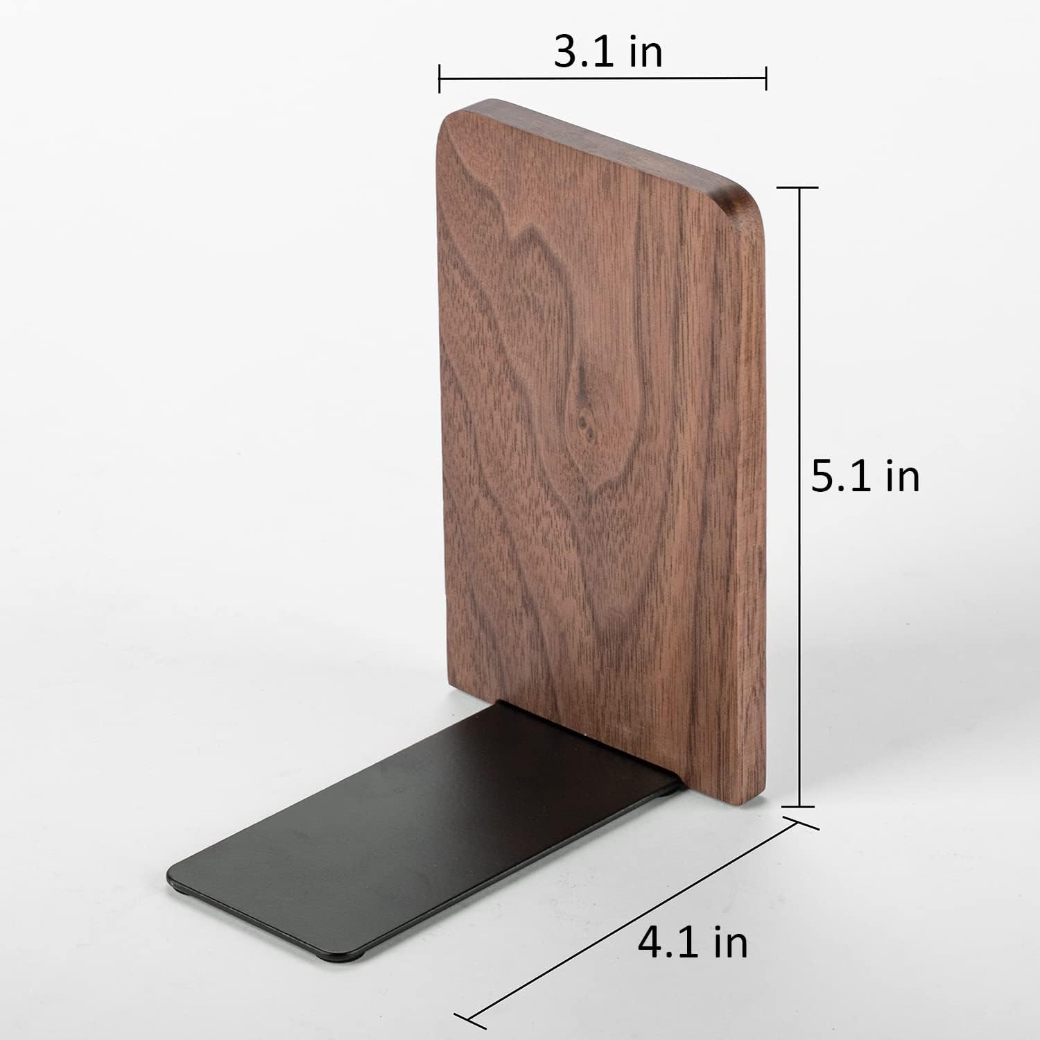 Heavy Duty Wooden Bookend Support for Books and Movies Walnut 1 / Walnut-1 Pair
