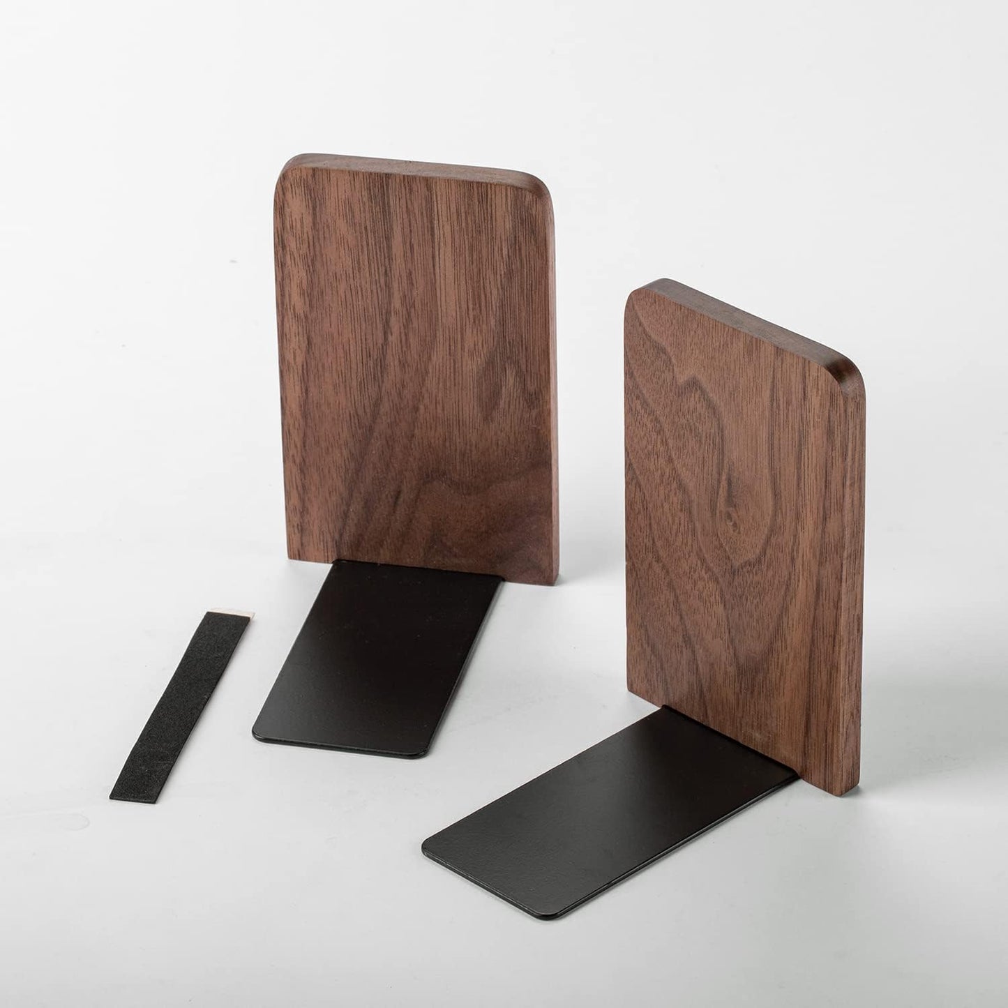 Heavy Duty Wooden Bookend Support for Books and Movies Walnut 1 / Walnut-1 Pair
