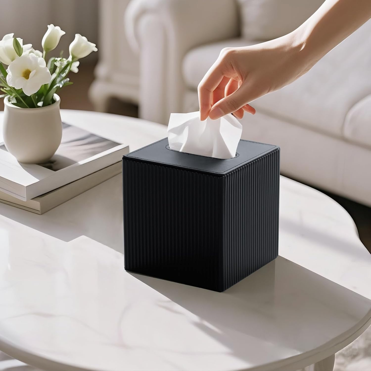 Decorative Facial Cube Organizer / Black