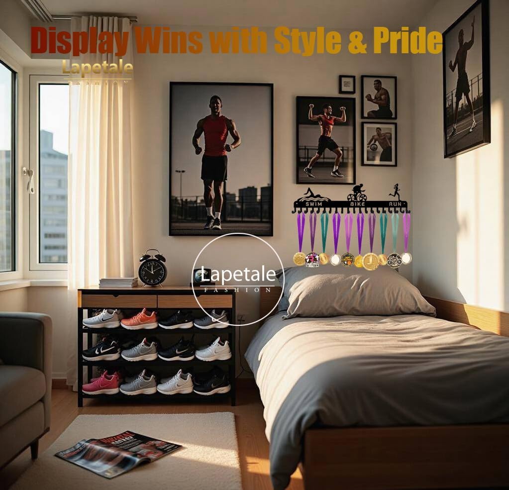 Medal Hanger Display Rack-Wall Mount Steel for 63+ Medals Easy to Install