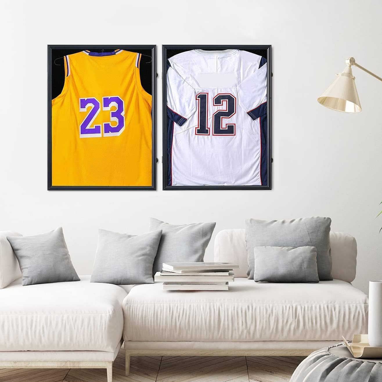 Sports Jersey Frame Display case for 2XL Football Jersey Display | Matte black wood frame, UV shatterproof acrylic