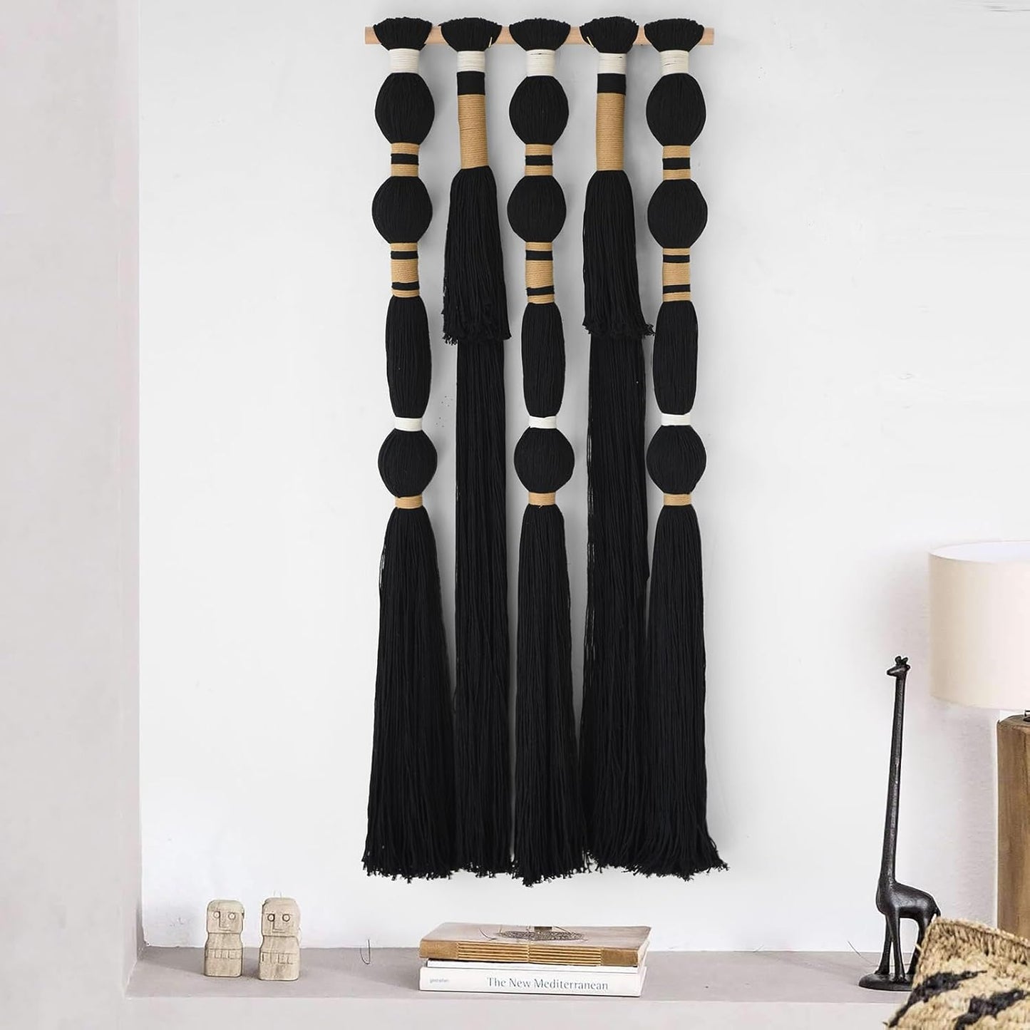 Macrame Wall Hanging Sphericity Cotton Tassels Textile Hanging Geometric Yarn Wall / Black1 / Black