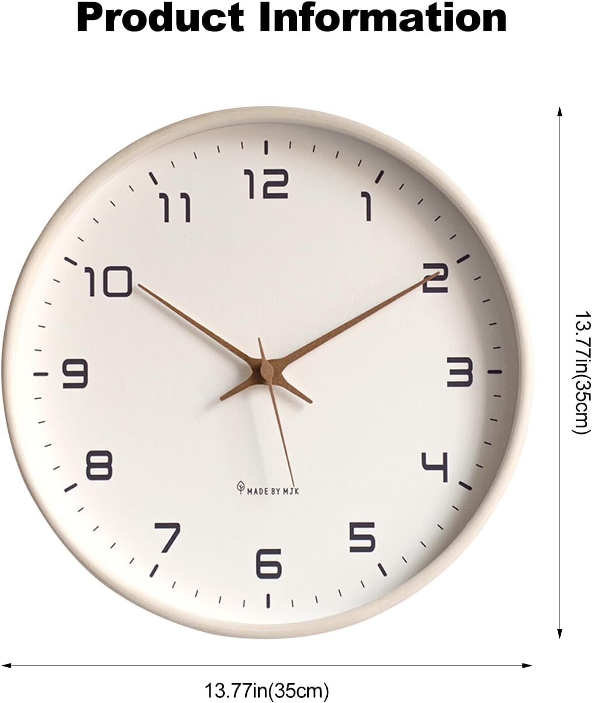Ergocar Wall Clock, Modern Silent No Ticking Round Wooden Wall Clock Battery Powered Decorate Bedroom, Living Room