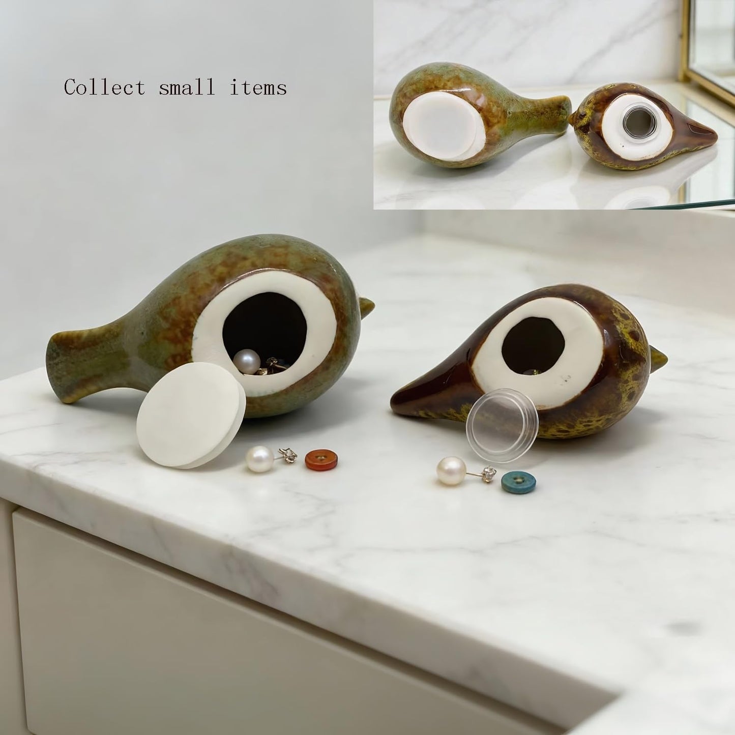 Two-piece set of parent-child bird statues / Kiln Color Change