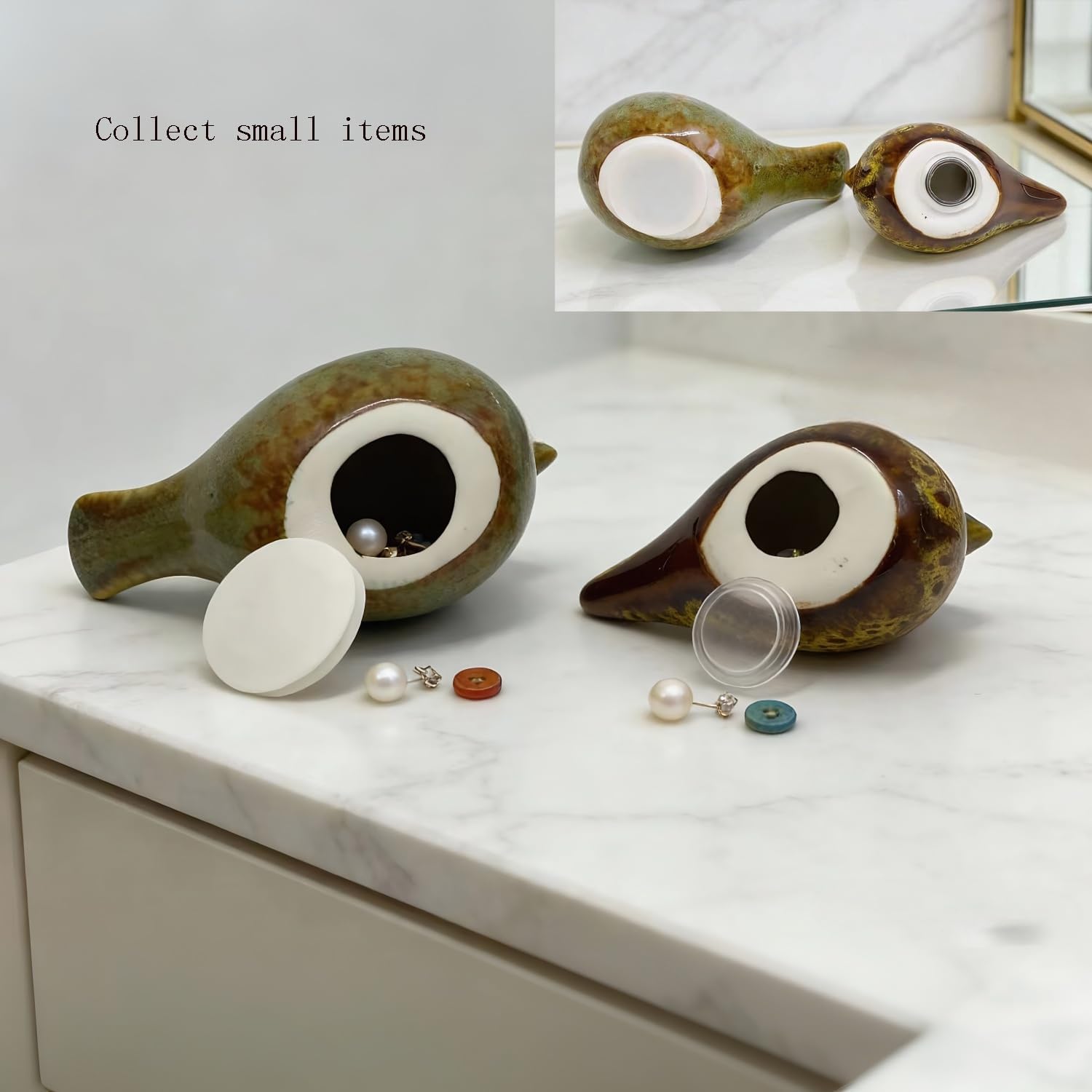 Two-piece set of parent-child bird statues / Kiln Color Change