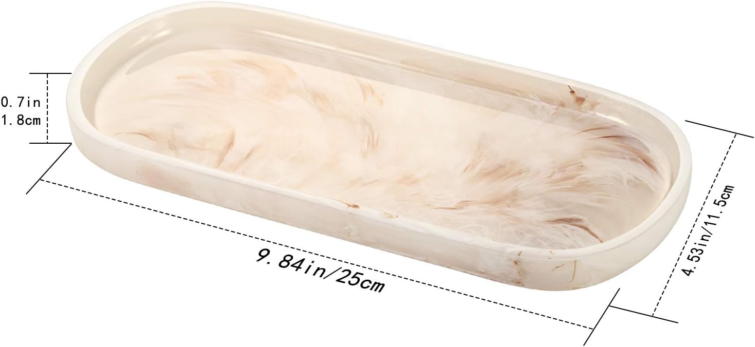 Jewelry Organizer Oval Resin Tray / 9.8 x 4.5 x 0.7 / Ink Khaki