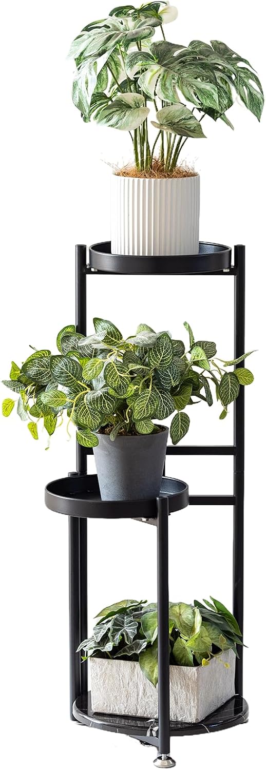 CHPHI 3 Tier Plant Stand, Tall Metal Shelf Holder for Indoor, Outdoor Display Rack Flower Pot Stand for Corner Living