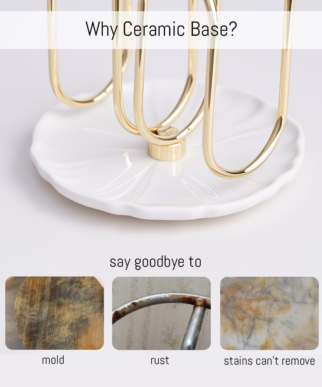 Napkin Holder / Ceramic Base Effortless Cleaning / Gold