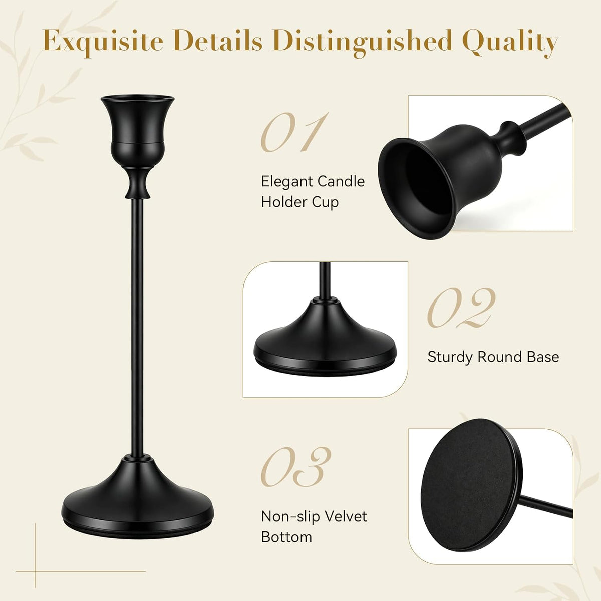 36Pack （12 Sets） Black Metal Taper Candle Holders Candlestick Holders - Candle Holder for Halloween Decorations erfect