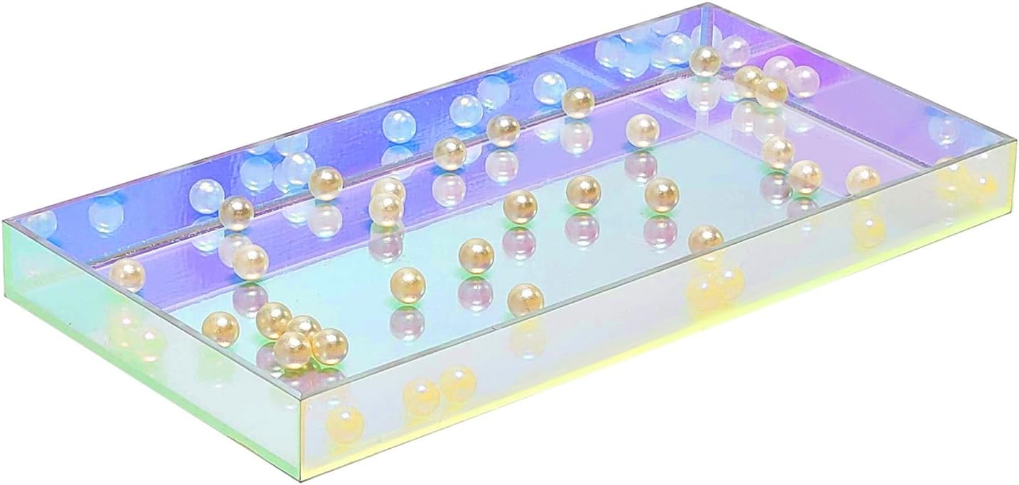 Iridescent Acrylic Vanity Tray / 10 x 5 x 1