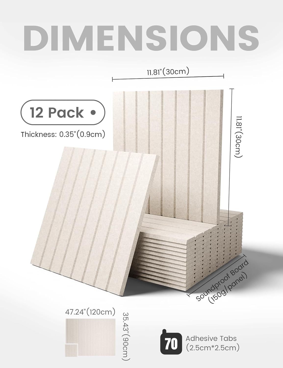 70 Safe Removable Adhesive Tabs / Oatmeal / Fine-stripe 12-pack / 48 x 36 / Set of 12