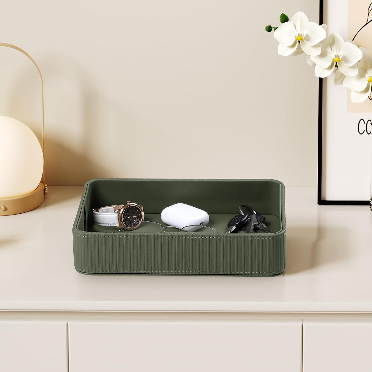 Modern Nightstand Organizer Bedside Desktop Storage for Womens and Men / Green