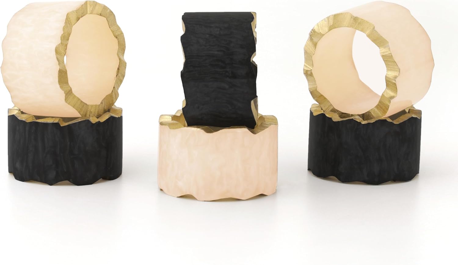 Rustic Epoxy Resin Napkin Rings, Black, 12-Pack | Epoxy resin, set of 12, each 2x2x1 in., smooth finish, reusable