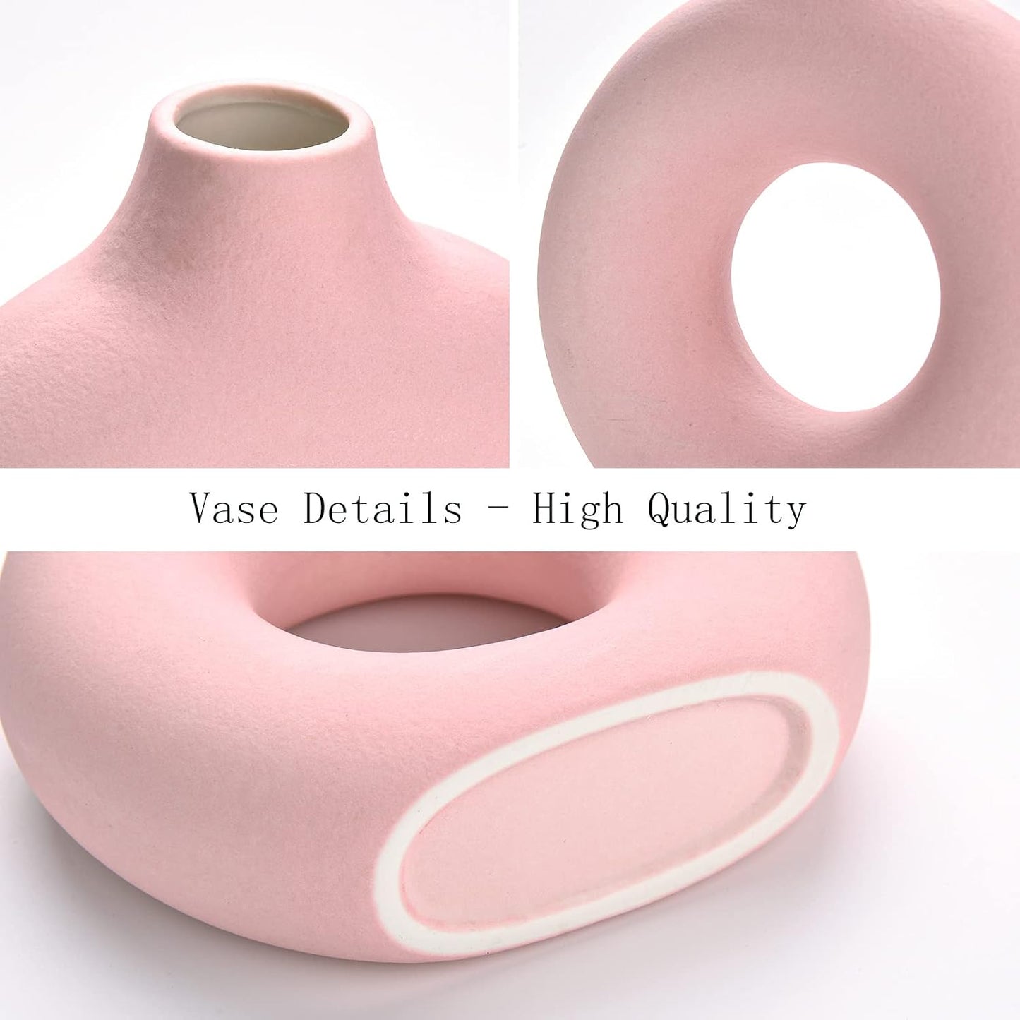 Modern Matte Ceramic Vase for Entryway Living Room Bedroom Dining Table Centerpiece / Pink-7.5