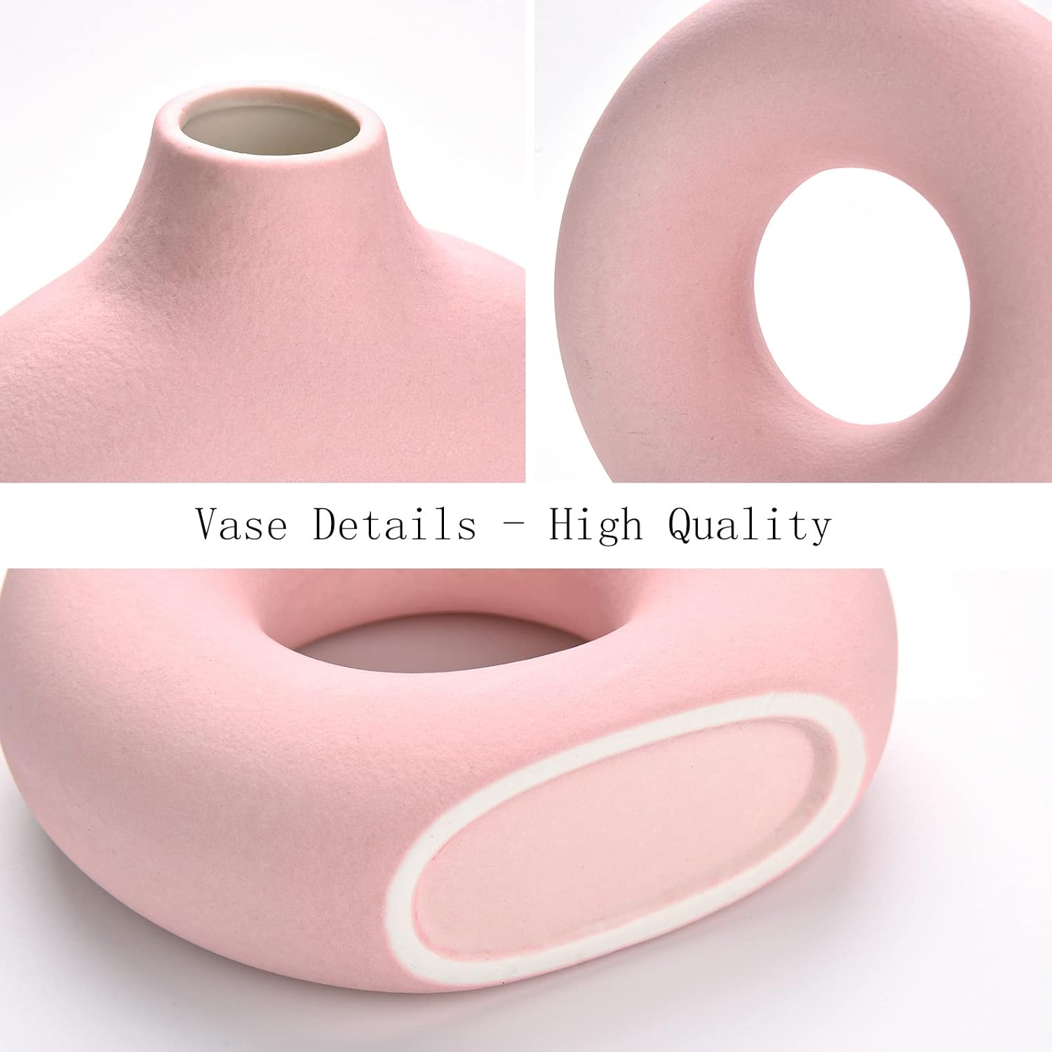 Modern Matte Ceramic Vase for Entryway Living Room Bedroom Dining Table Centerpiece / Pink-7.5