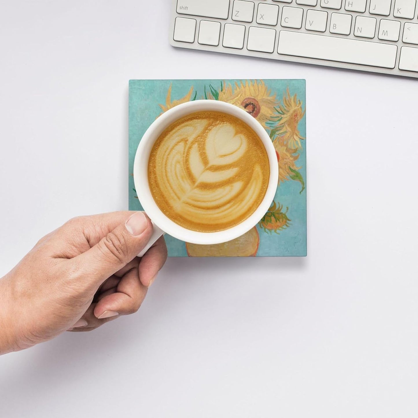 Absorbent Ceramic Coasters for Drinks / Square - Van Gogh - 2 / Set of 6