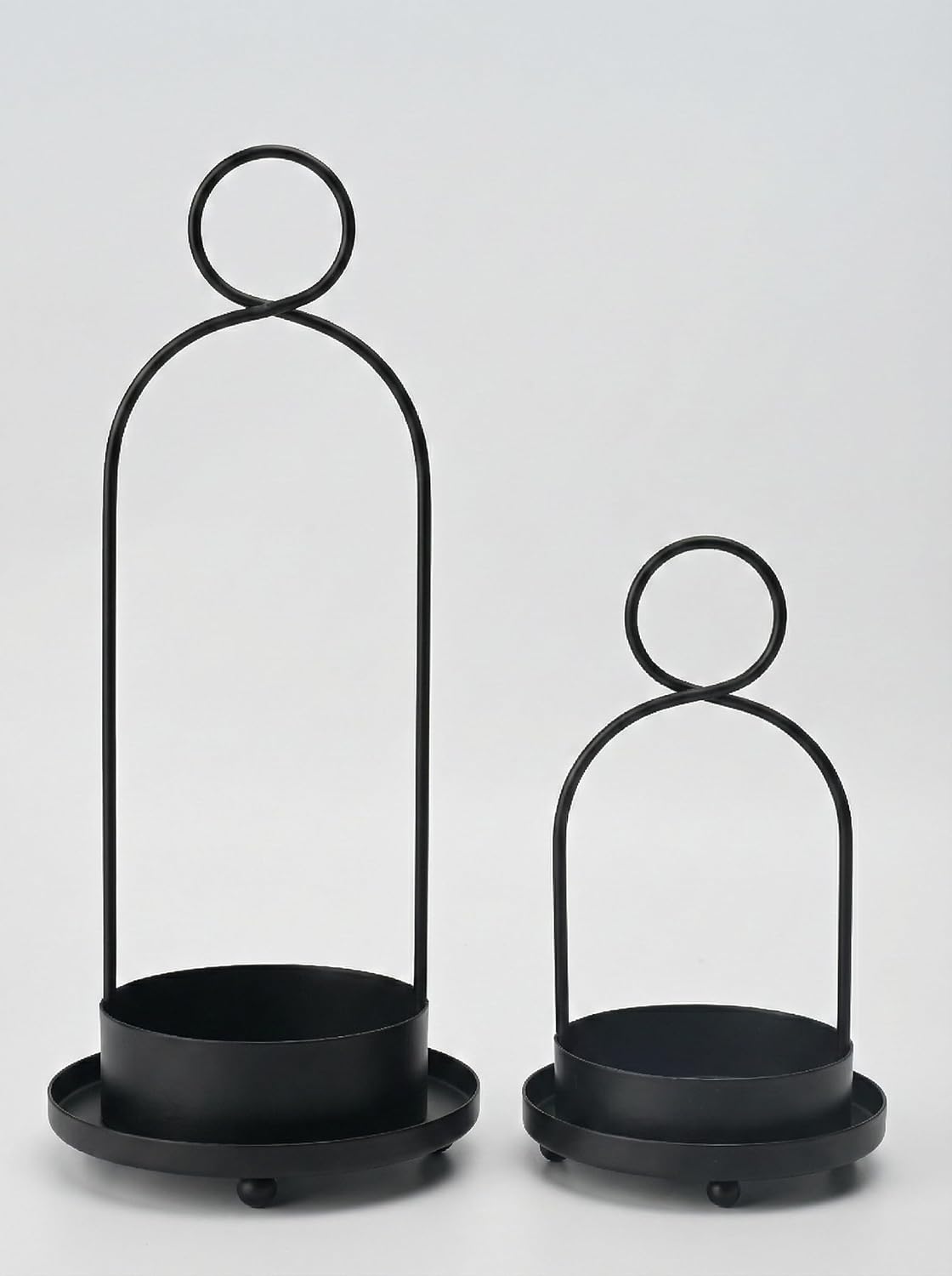 Metal Candle Holder with Handmade Glass Dome in Brass, 5" & 4" Wide Versatile Hurricane Glass Candle Holders Set of 2